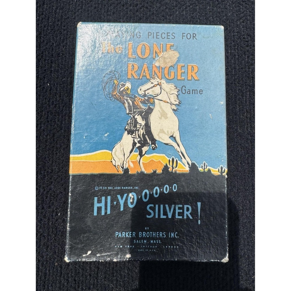 Vintage Parker Brothers Lone Ranger Game‎ Playing Pieces Spinners 1938 Set Box